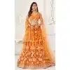 Butterfly Net With Embroidery Work Designer Lehenga Choli In Orange - 8370182020