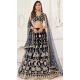 Butterfly Net With Embroidery Work Designer Lehenga Choli In Navy Blue - 8370182022