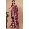 Party Wear Soft Rangoli Silk Embroidered Maroon Color Designer Saree - 8378182075