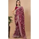Party Wear Soft Rangoli Silk Embroidered Maroon Color Designer Saree - 8378182075