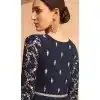 Classy Navy Blue Georgette Embroidery Work Designer Salwar Suit - 8389182128
