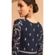 Classy Navy Blue Georgette Embroidery Work Designer Salwar Suit - 8389182128