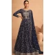 Classy Navy Blue Georgette Embroidery Work Designer Salwar Suit - 8389182128
