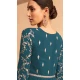 Exotic Teal Blue Georgette Embroidery Work Designer Salwar Suit - 8389182129
