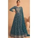 Exotic Teal Blue Georgette Embroidery Work Designer Salwar Suit - 8389182129