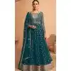 Georgette Embroidery Work Anarkali Style Salwar Suit In Teal Blue - 8415182281