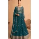Georgette Embroidery Work Anarkali Style Salwar Suit In Teal Blue - 8415182281
