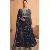 Georgette Embroidery Work Anarkali Style Salwar Suit In Navy Blue - 8415182282