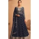 Georgette Embroidery Work Anarkali Style Salwar Suit In Navy Blue - 8415182282