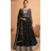 Georgette Embroidery Work Anarkali Style Salwar Suit In Black - 8415182284