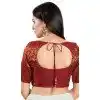 Maroon Brocade Woven Work Readymade Saree Blouse - 8451182543