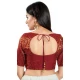 Maroon Brocade Woven Work Readymade Saree Blouse - 8451182543