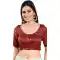 Maroon Brocade Woven Work Readymade Saree Blouse - 8451182543