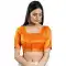 Orange Brocade Woven Work Readymade Saree Blouse - 8451182546