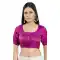 Purple Brocade Woven Work Readymade Saree Blouse - 8451182548