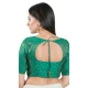 Rama Green Brocade Woven Work Readymade Saree Blouse - 8451182549
