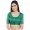 Rama Green Brocade Woven Work Readymade Saree Blouse - 8451182549