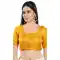 Yellow Brocade Woven Work Readymade Saree Blouse - 8451182554