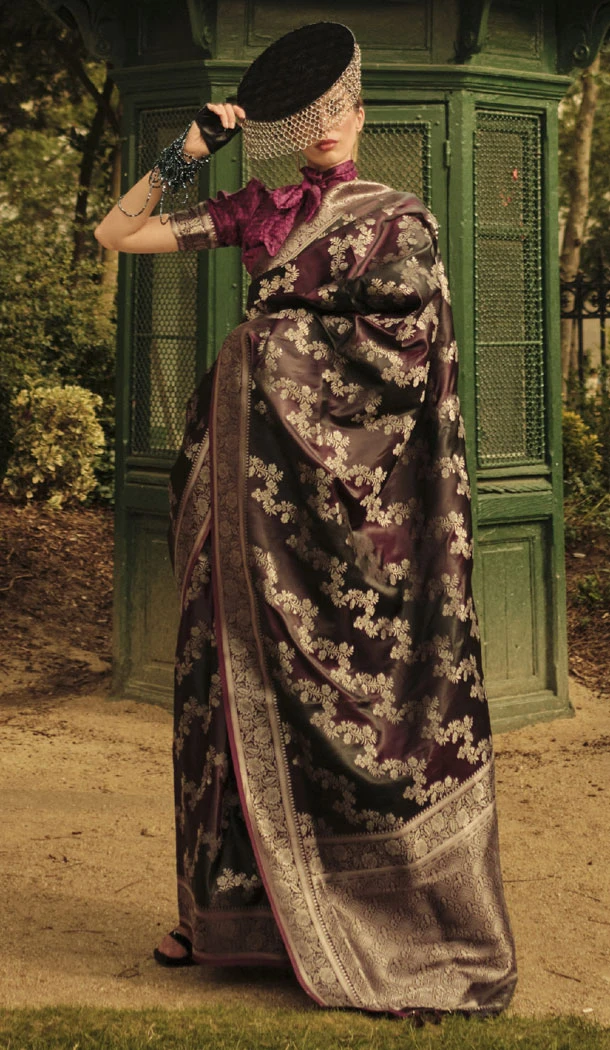 Satin Handloom Weaving Work Multi Indian Wear Saree - 8465182623