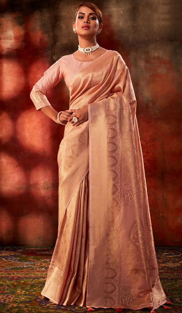 Jacquard Work Multi Color Kanchivaram Silk Indian Saree - 8466182628 Jacquard Work Multi Color Kanchivaram Silk Indian Saree - 8466182628