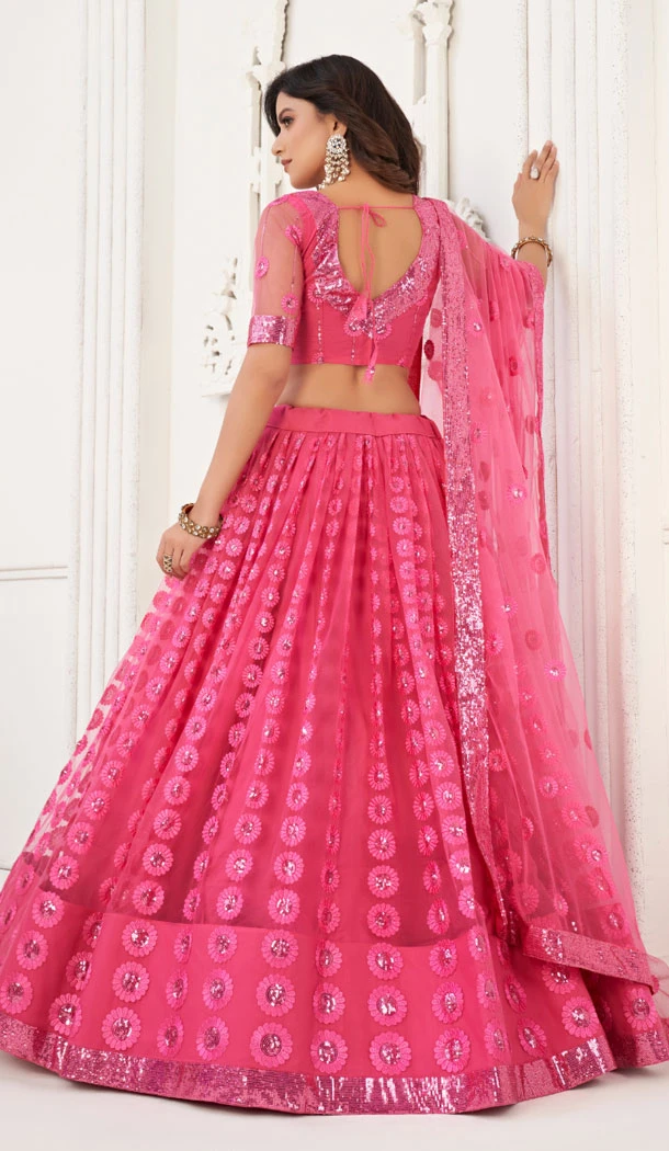 Butterfly Net Embroidery Work Plus Size Lehenga Choli In Pink - 8489182749