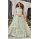 Embroidery Work Net Pista Green Color Plus Size Lehenga Choli - 8490182756