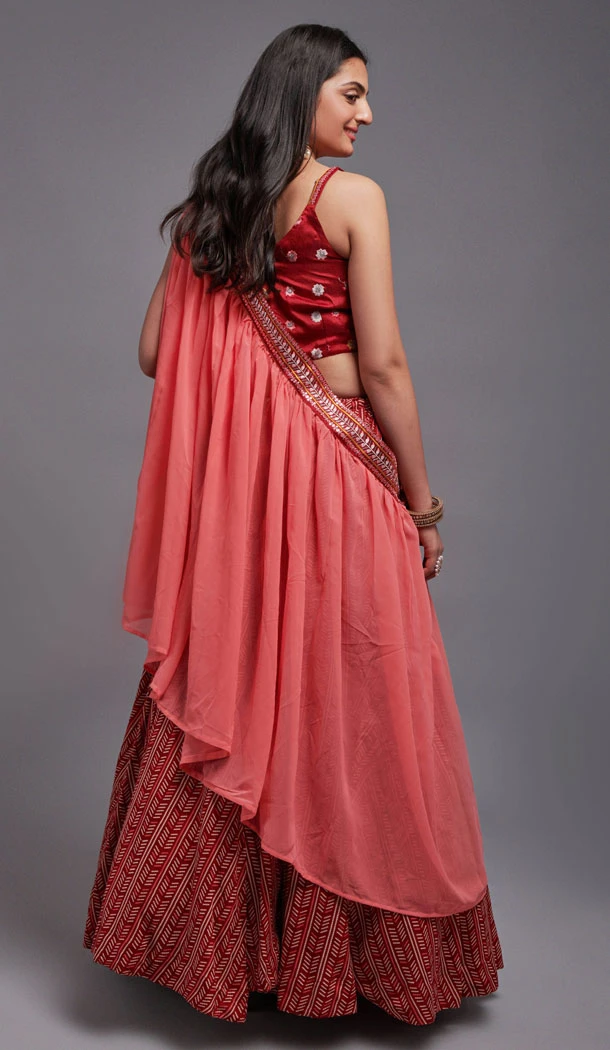 Maroon Viscose With Embroidery Work Party Wear Lehenga Choli - 8496182794