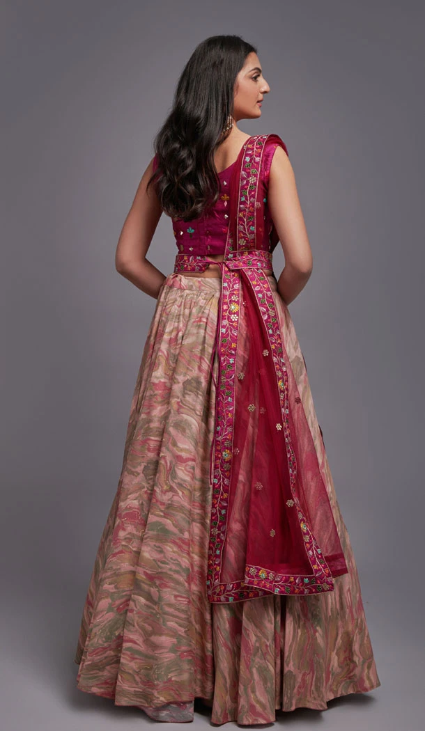 Viscose Pink Sequence Embroidery Work Lehenga Choli - 8497182795