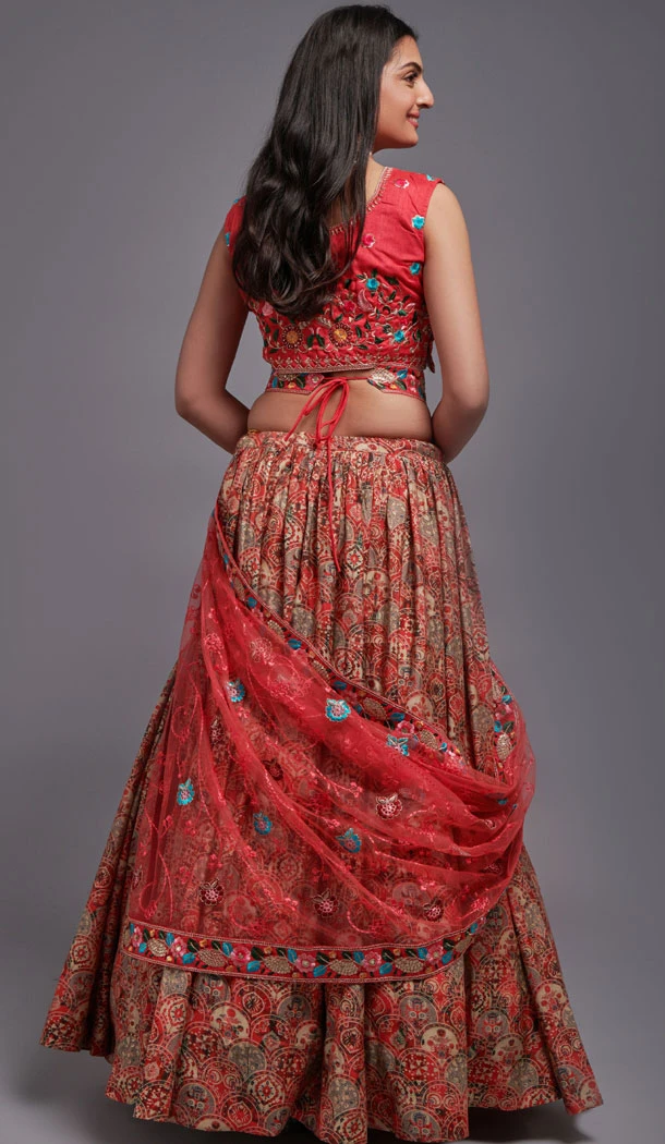 Red Viscose Blend Sequence Embroidery Work Plus Size Lehenga Choli - 8498182797