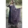 Faux Georgette Sequins Work Navy Blue Readymade Gown With Dupatta - 8506182830