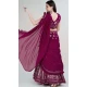 Georgette Embroidery Work Wine Color Readymade Lehenga Choli - 8519182875