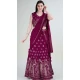 Georgette Embroidery Work Wine Color Readymade Lehenga Choli - 8519182875
