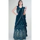 Georgette Embroidery Work Teal Blue Color Readymade Lehenga Choli - 8519182876