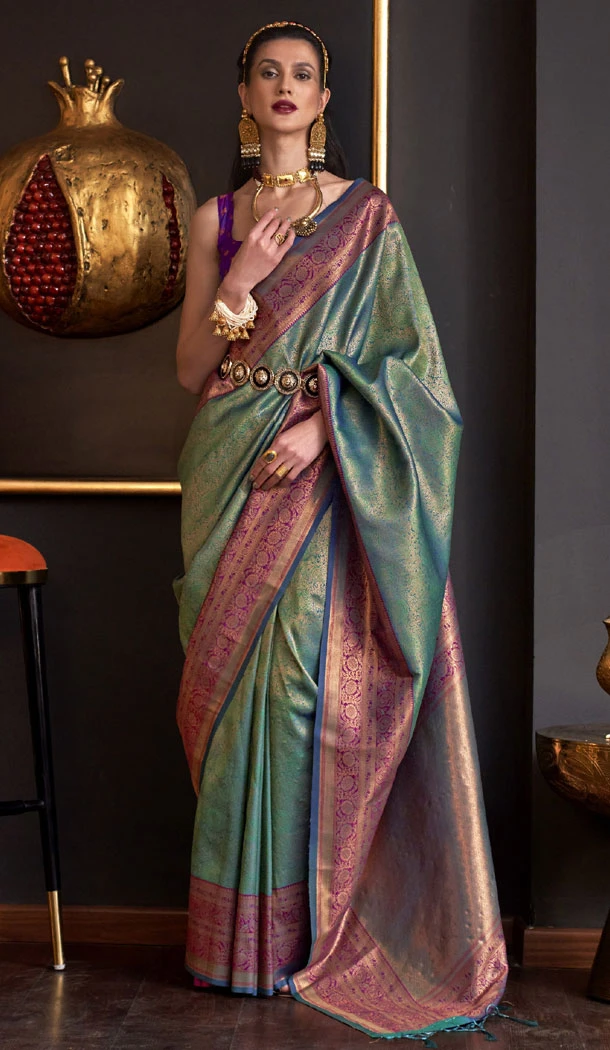 Handloom Silk Green Color Weaving Work Traditional Indian Saree - 8533182928 Handloom Silk Green Color Weaving Work Traditional Indian Saree - 8533182928