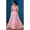 Net Pink Color Embroidery Work Indian Plus Size Lehenga Choli -8535182938