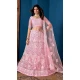 Net Pink Color Embroidery Work Indian Lehenga Choli -8535182938