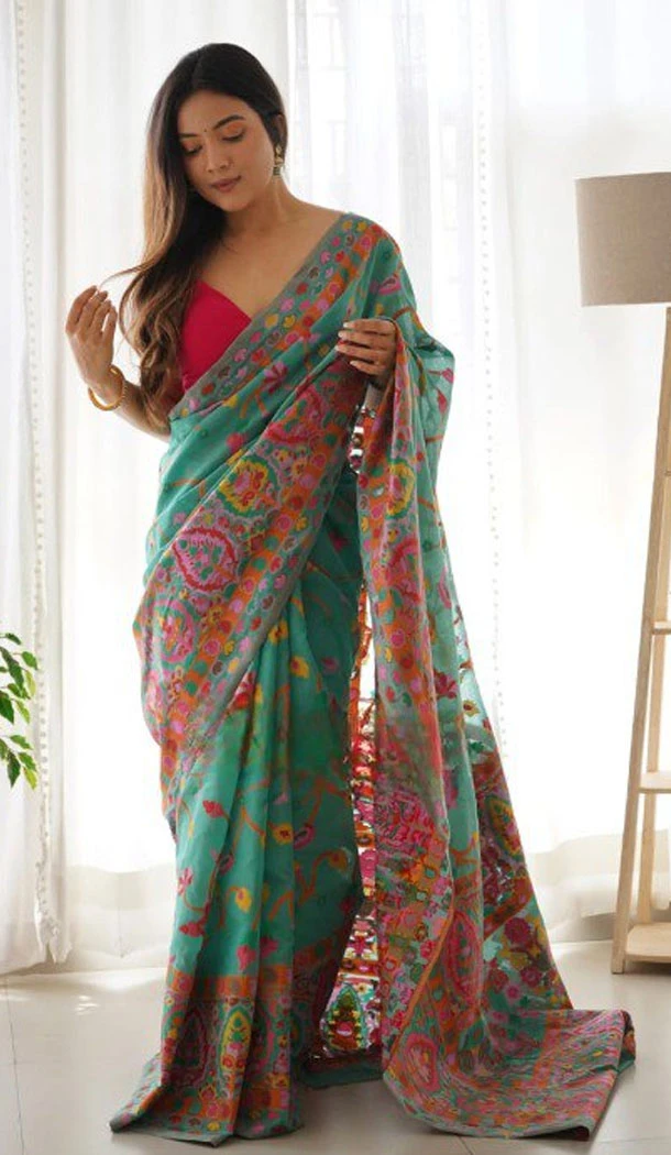 Mint Green Color Soft Silk Weaving Work Indian Saree - 8537182948 Mint Green Color Soft Silk Weaving Work Indian Saree - 8537182948