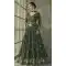 Mehendi Green Foil Print Work Viscose Silk Anarkali Gown Dress - 8557183033