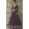 Purple Foil Print Work Viscose Silk Anarkali Gown Dress - 8557183034