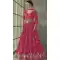 Pink Foil Print Work Viscose Silk Anarkali Gown Dress - 8557183035