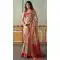 Beautiful Peach Tissue Silk Flower Print Work Party Wear Saree - 8583183140