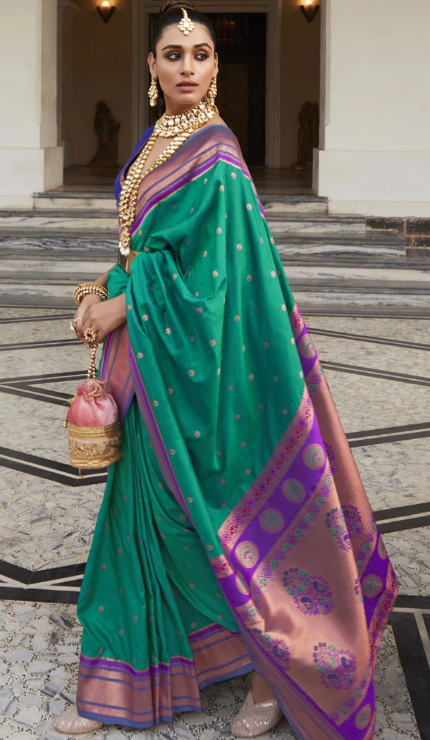 Paithani Silk With Woven Work Traditional Saree In Mint Green - 8584183154 Paithani Silk With Woven Work Traditional Saree In Mint Green - 8584183154