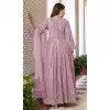 Lavender Faux Georgette Embroidery Work Designer Plus Size Salwar Kameez - 8601183233