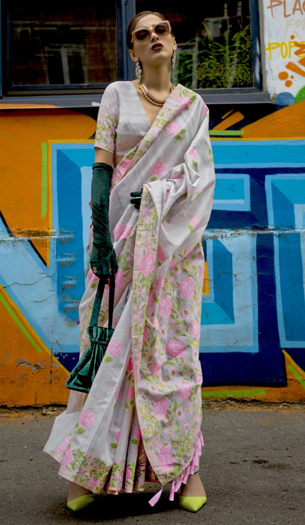 Jacquard Work Grey Color Weaving Silk Indian Saree - 8603183243 Jacquard Work Grey Color Weaving Silk Indian Saree - 8603183243