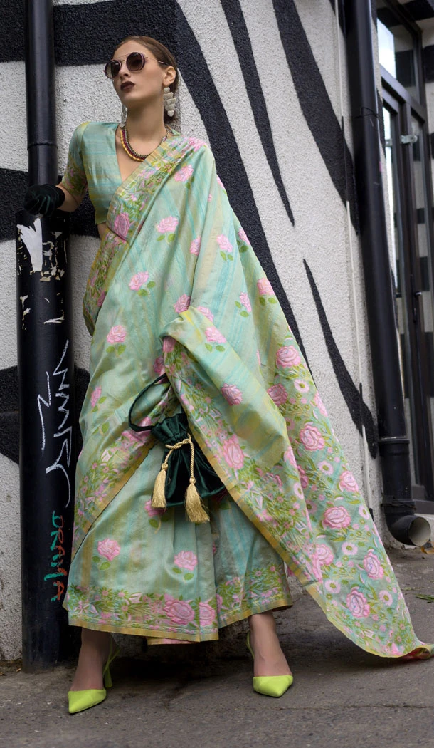 Jacquard Work Multi Color Weaving Silk Indian Saree - 8603183244 Jacquard Work Multi Color Weaving Silk Indian Saree - 8603183244