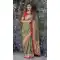 Dola Silk Foil Print And Stone Work Party Wear Saree In Mehendi - 8607183262