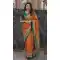 Dola Silk Foil Print And Stone Work Party Wear Saree In Orange - 8607183263