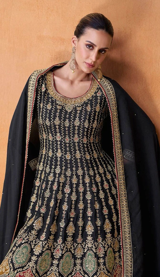 Embroidery Work Georgette Pakistani Blue Designer Sharara Suit - 8687183698