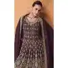 Embroidery Work Georgette Pakistani Wine Designer Plus Size Sharara Suit - 8687183699