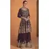 Embroidery Work Georgette Pakistani Wine Designer Plus Size Sharara Suit - 8687183699
